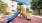 a playground with a slide